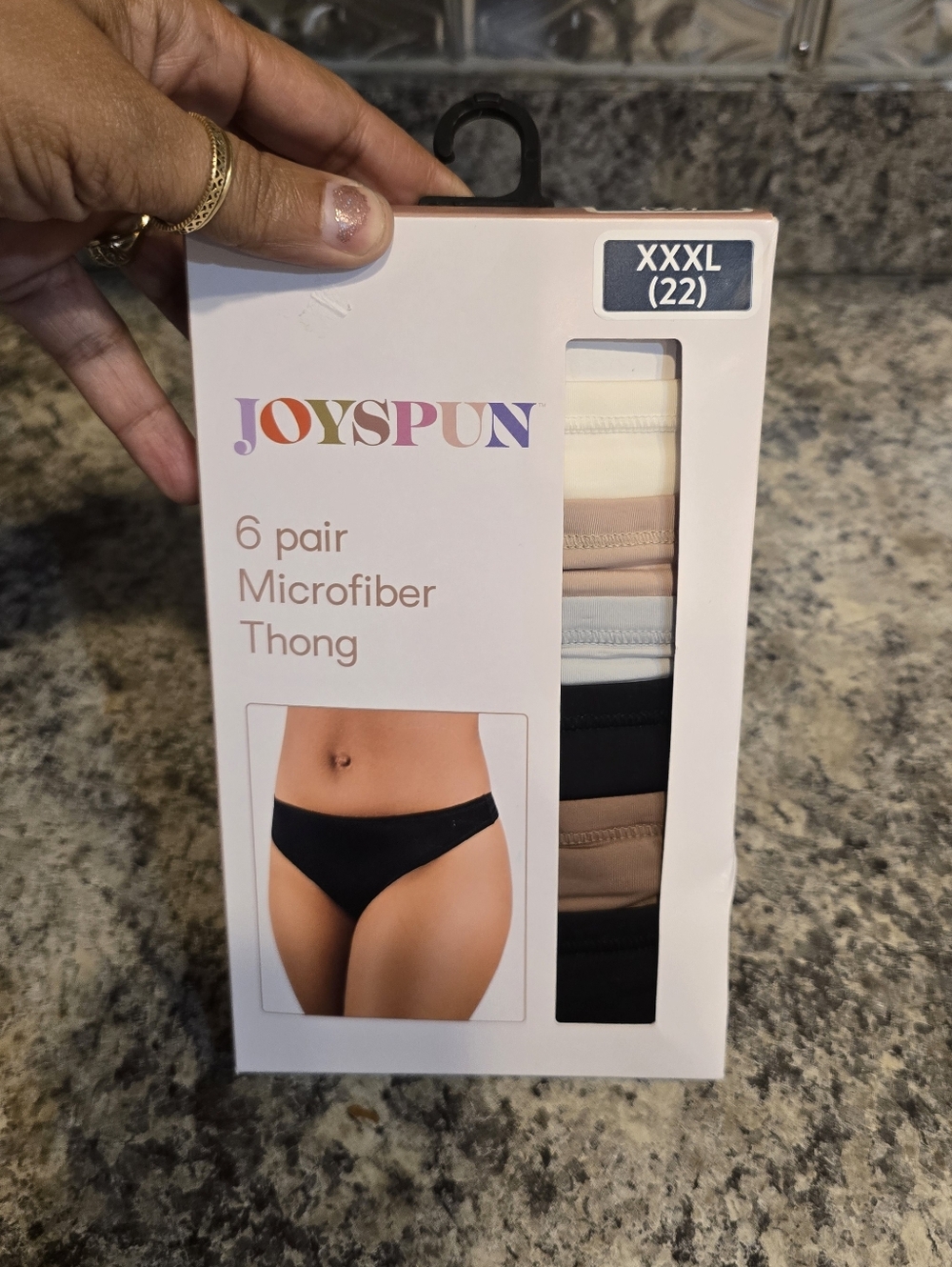 New Joyspun Women's 6 Pack Microfiber Thong Panties Size XXL (22)